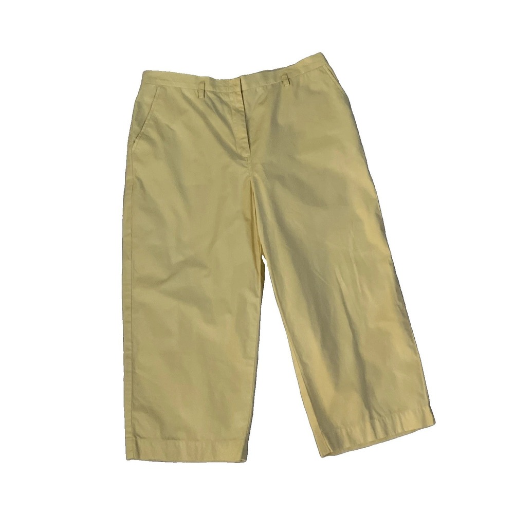 Vtg Lauren Ralph Lauren Yellow Capri Pants Womens 14 Cotton RL-67 Crop Chino